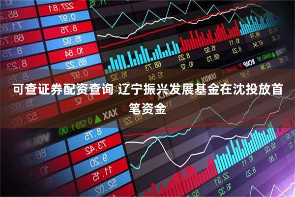 可查证券配资查询 辽宁振兴发展基金在沈投放首笔资金