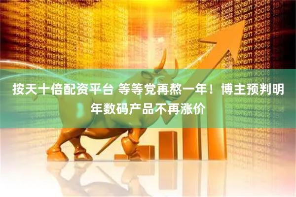 按天十倍配资平台 等等党再熬一年！博主预判明年数码产品不再涨价